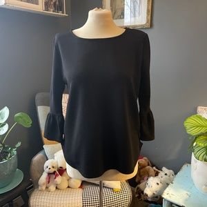 Green envelope bell sleeved blouse